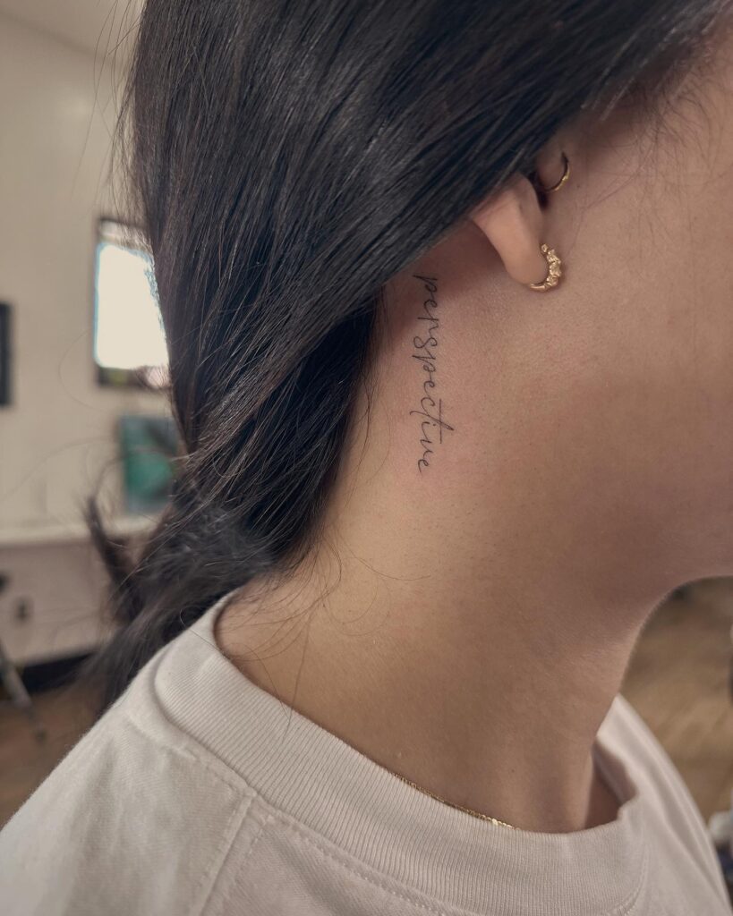 'Perspective' Text Behind the Ear in Vertical Alignment: Ear Whispers