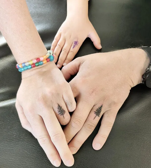 Pine Tree Finger Tattoo