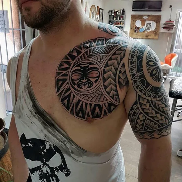 Polynesian Chest Tattoo 1