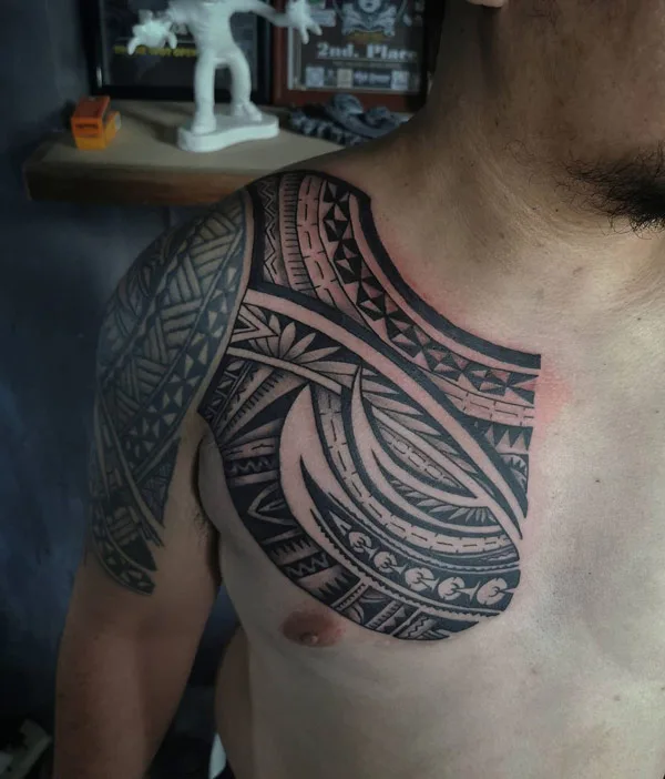 Polynesian Chest Tattoo 2