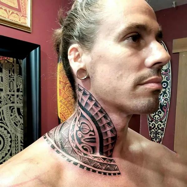 Polynesian Neck Tattoo 1