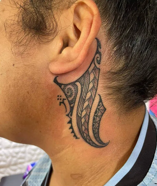 Polynesian Neck Tattoo 2