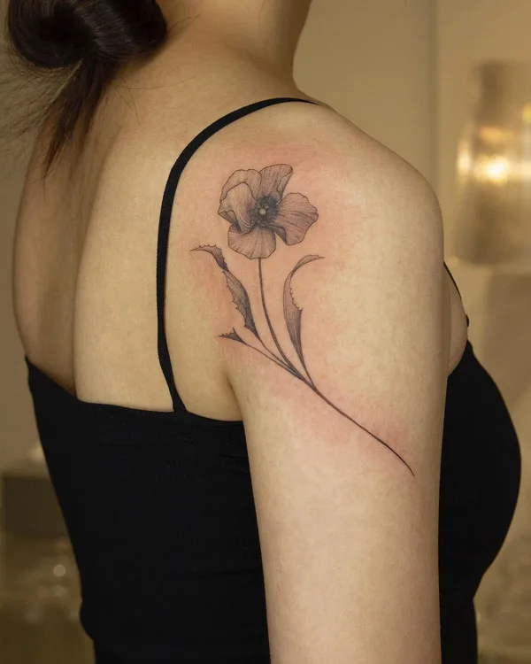 Poppy Flower Shoulder Tattoo 1