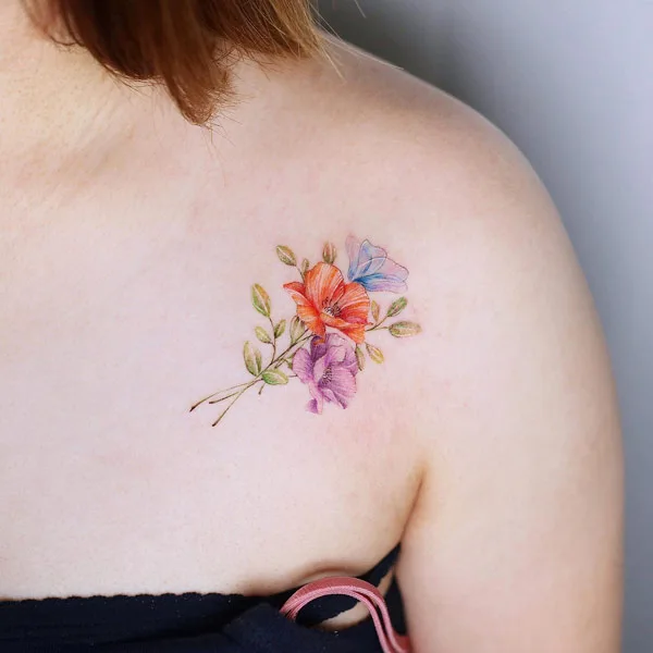 Poppy Flower Shoulder Tattoo 2