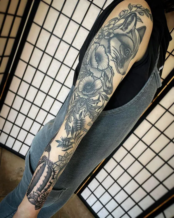 Poppy Flower Sleeve Tattoo 2