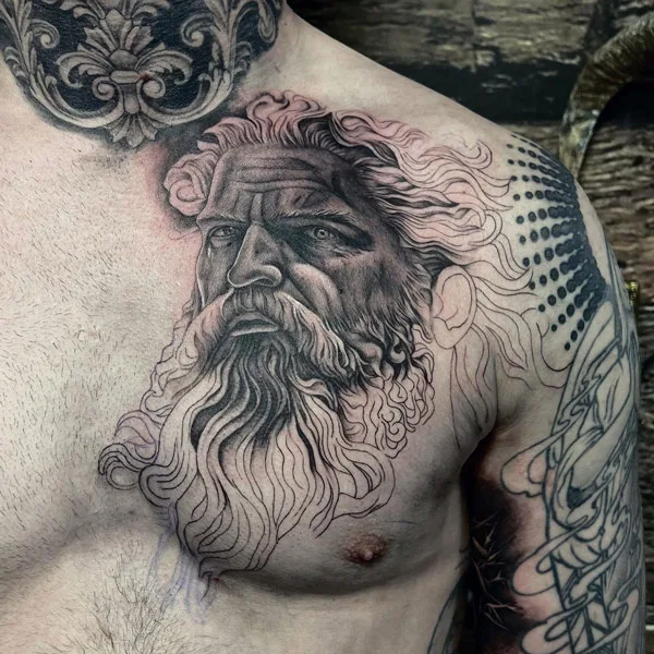 Poseidon Chest Tattoo 1