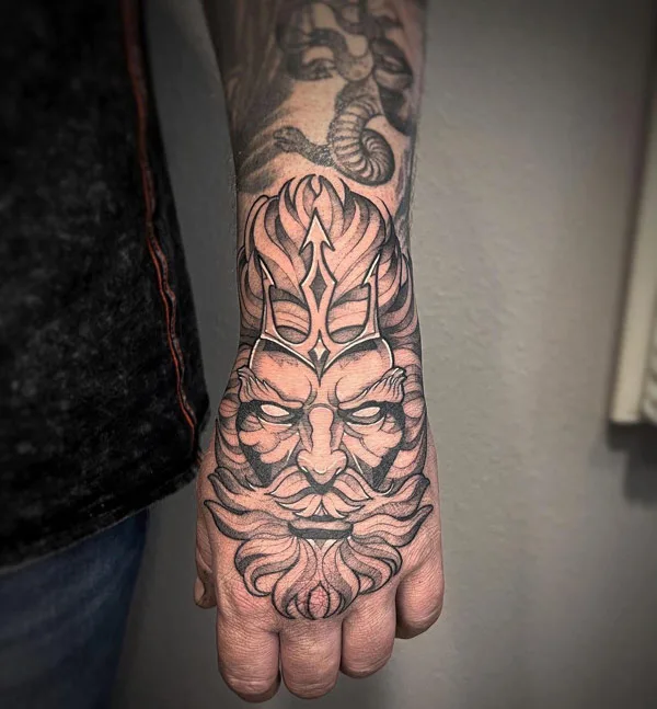 Poseidon Hand Tattoo 2