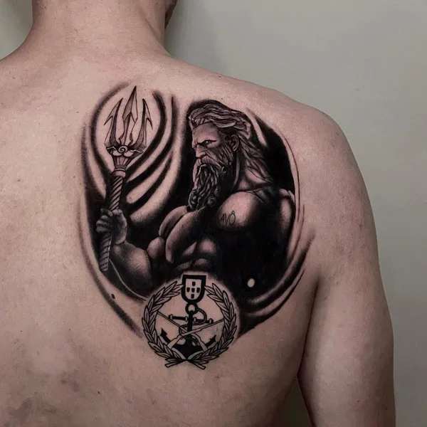 Poseidon Shoulder Blade Tattoo 1
