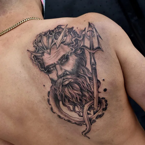 Poseidon Shoulder Blade Tattoo 2