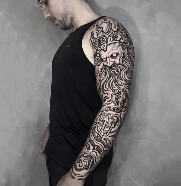 Poseidon Sleeve Tattoo 2