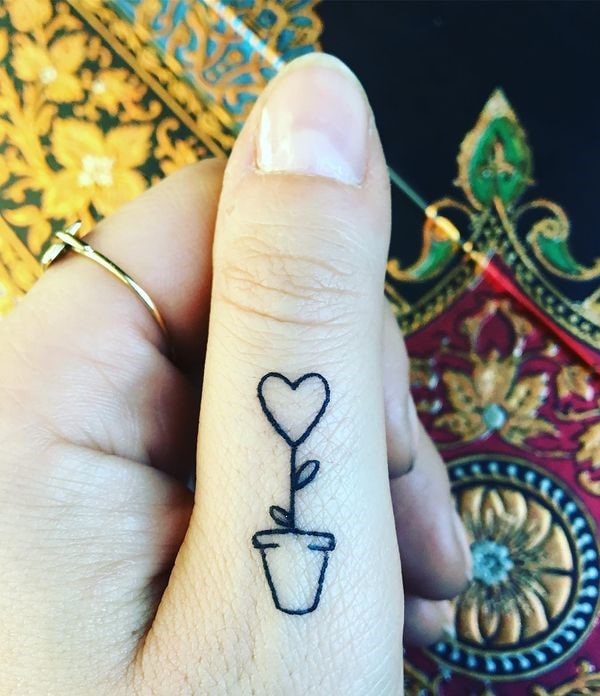 Potted Love Heart Tattoo Idea