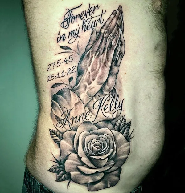 Praying Hands Tattoo with Names 2