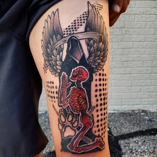 Praying Skeleton Tattoo 1