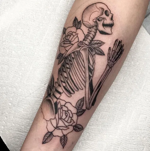 Praying Skeleton Tattoo 2