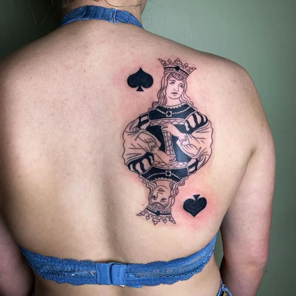 Queen of spade back tattoo