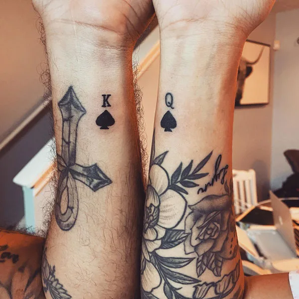 Queen of spade couple tattoo
