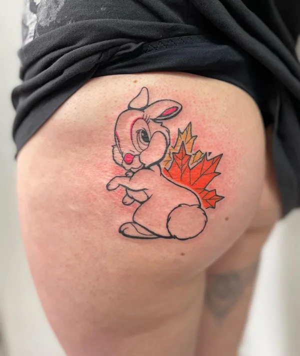 Rabbit tattoo on butt