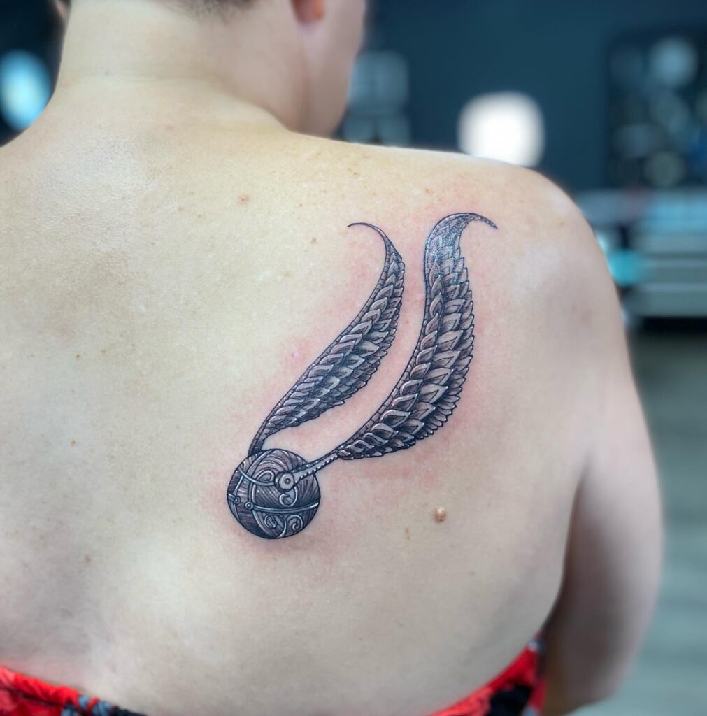 Radiate Magic Coolest Golden Snitch Back Tattoos for Women