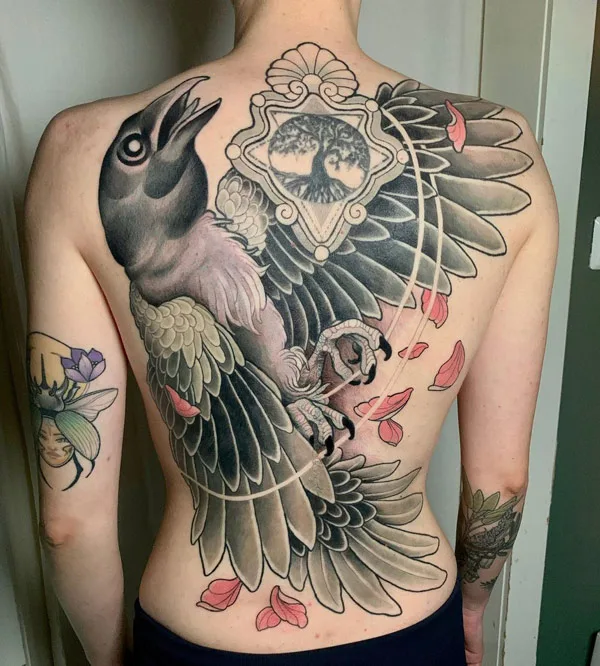 Raven Back Tattoo 1