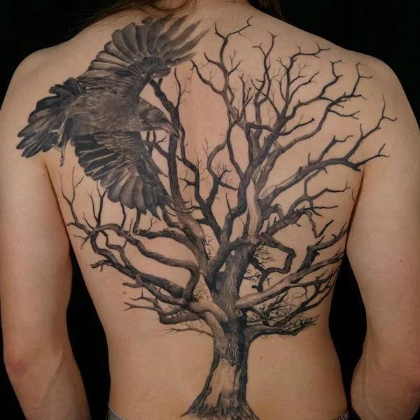 Raven Back Tattoo 2