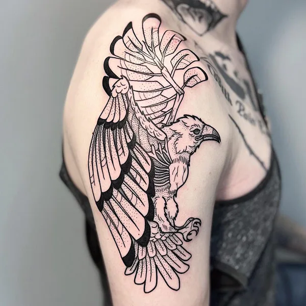 Raven Outline Tattoo
