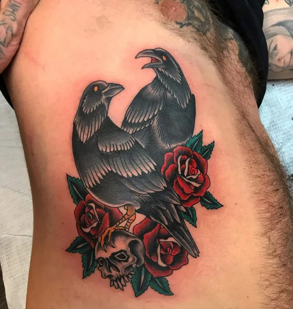 Raven and Rose Tattoo