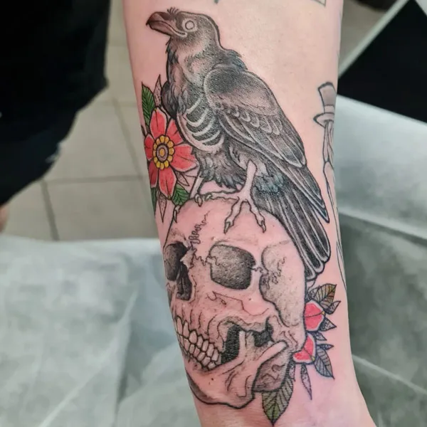 Raven on Skull Tattoo 2