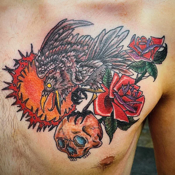 Raven on Skull Tattoo 3