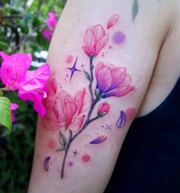 Realistic Magnolia Tattoo