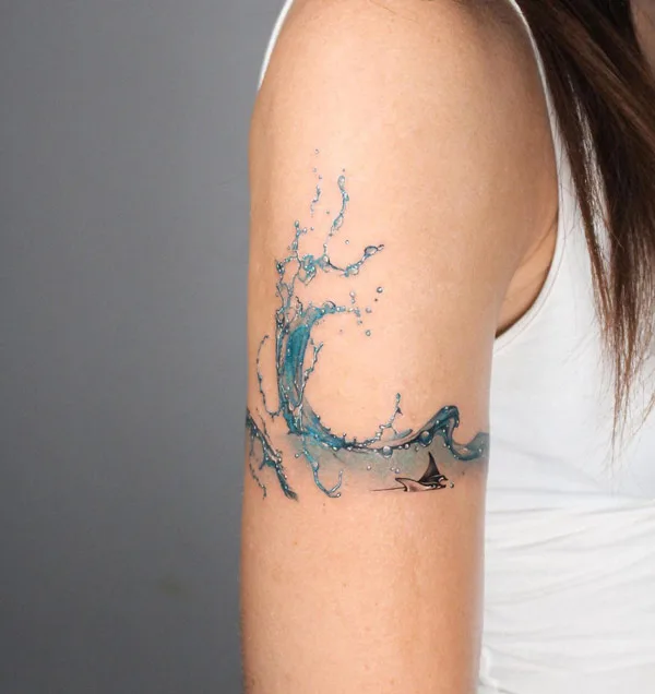 Realistic Ocean wave tattoo