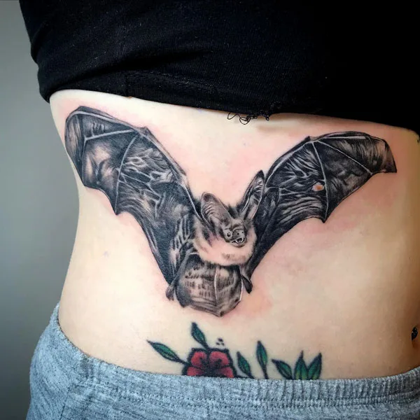 Realistic bat tattoo