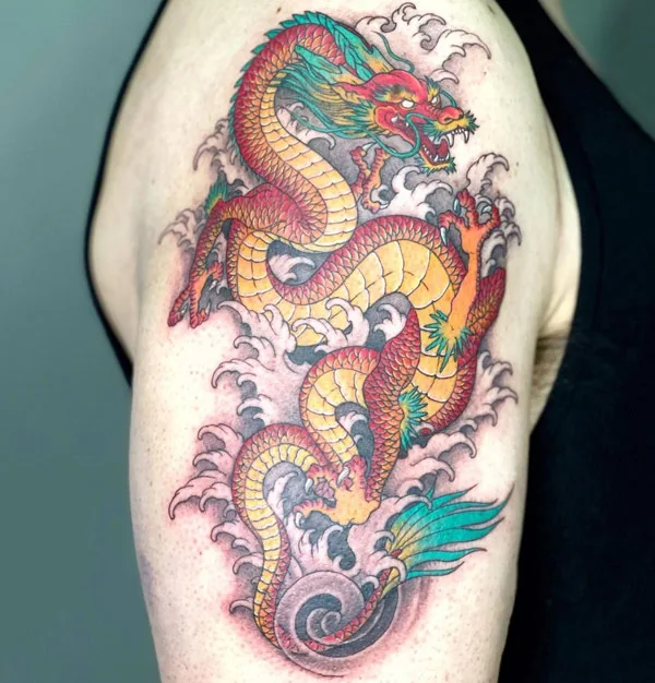 Red Chinese dragon tattoo 1