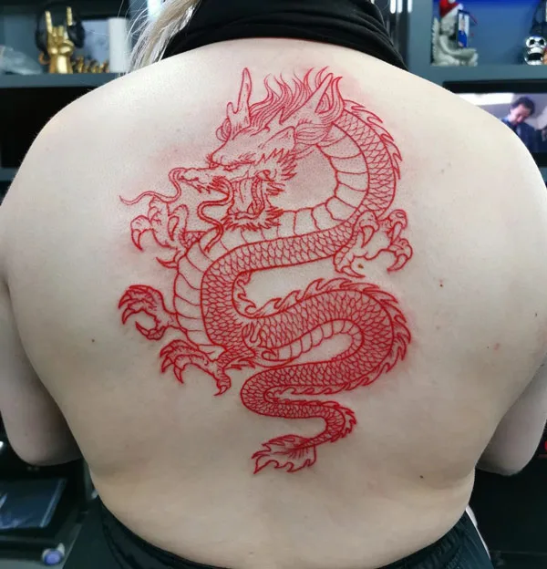 Red Chinese dragon tattoo 2