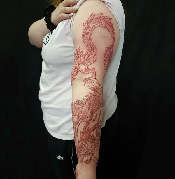 Red Dragon Sleeve Tattoo 1