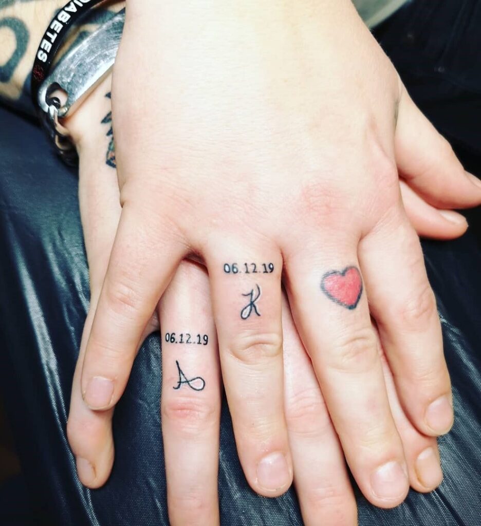 Red Love Heart Tattoo Design for Couples
