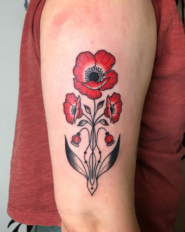 Red Poppy Flower Tattoo 1
