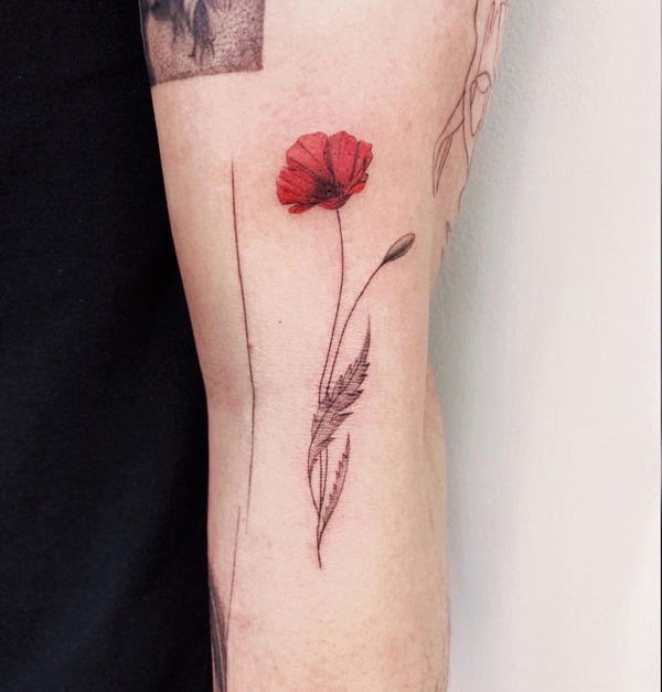 Red Poppy Flower Tattoo 2