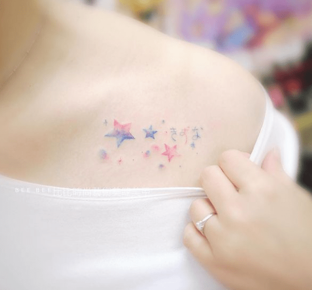 Red and Blue Stars Tattoos with image Red and Blue Stars Tattoos with image