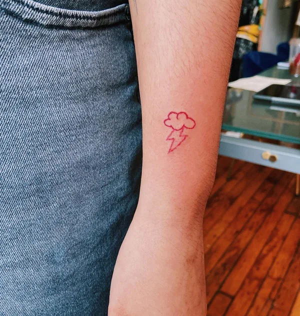 Red lightning bolt tattoo