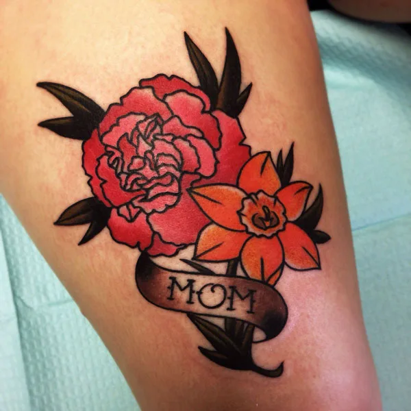 Red marigold tattoo 1
