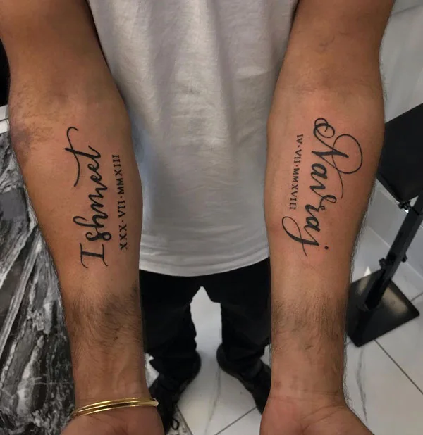 Roman numerals name tattoo