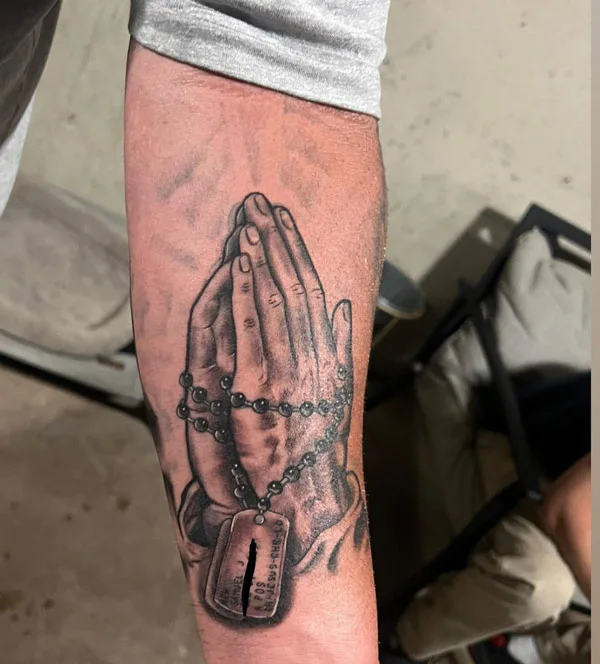 Rosary Praying Hands Tattoo 1