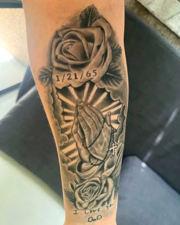Rosary Praying Hands Tattoo 3