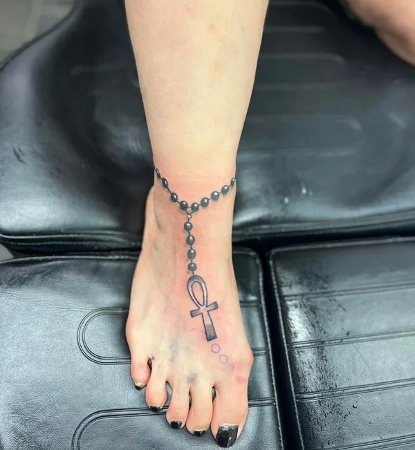 Rosary Tattoo On Foot 1