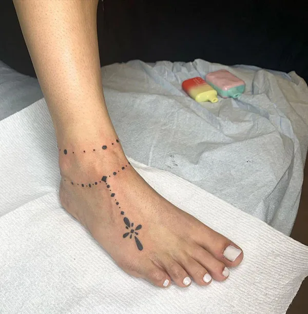 Rosary Tattoo On Foot 2