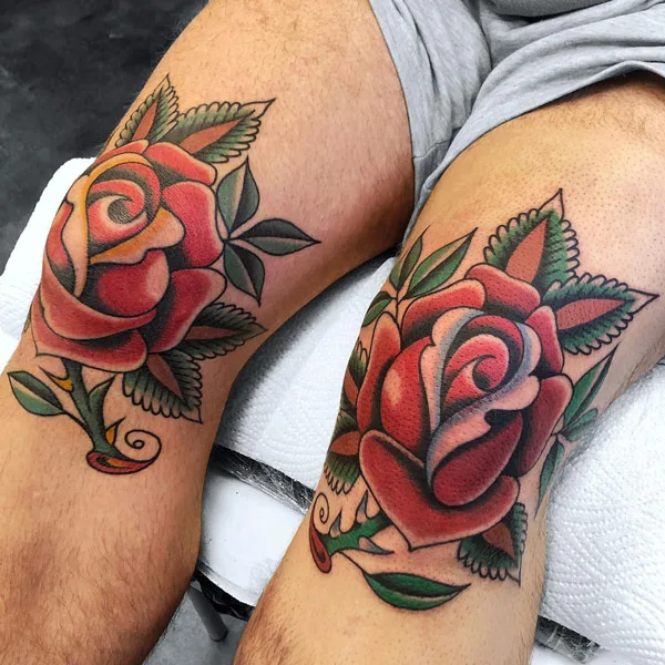 Rose Knee Tattoo 1