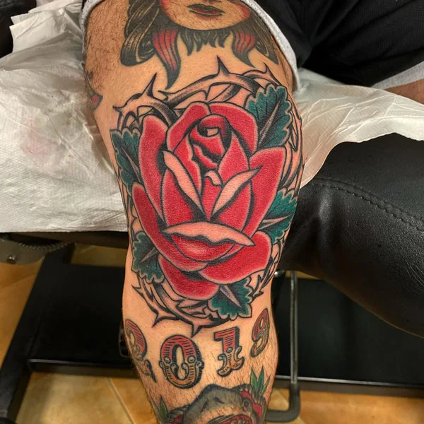 Rose Knee Tattoo 2