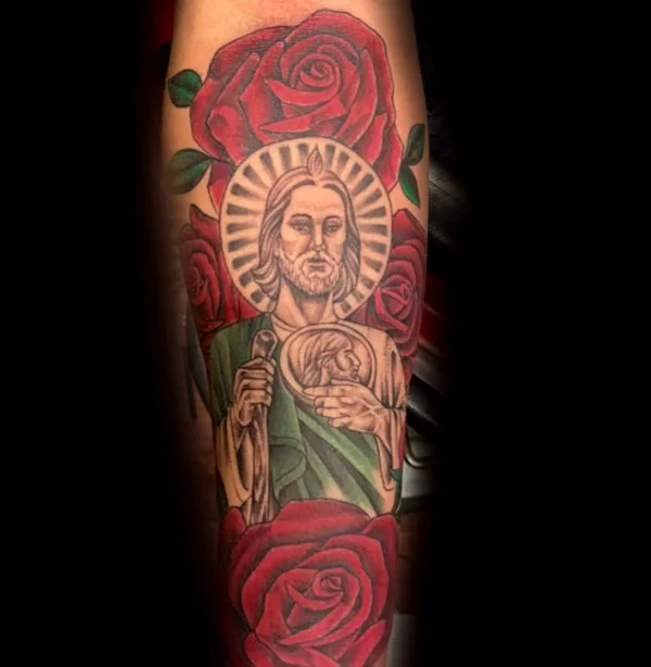 San Judas rose tattoo