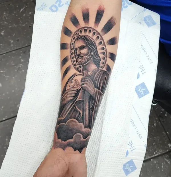 San Judas tattoo 108