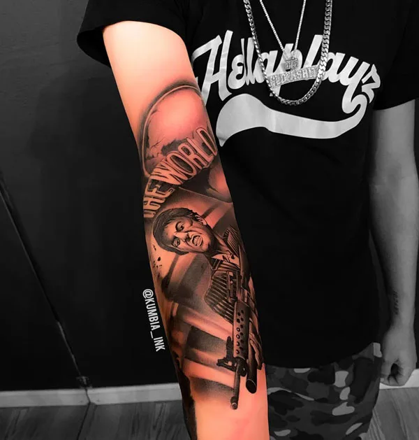 Scarface hand tattoo